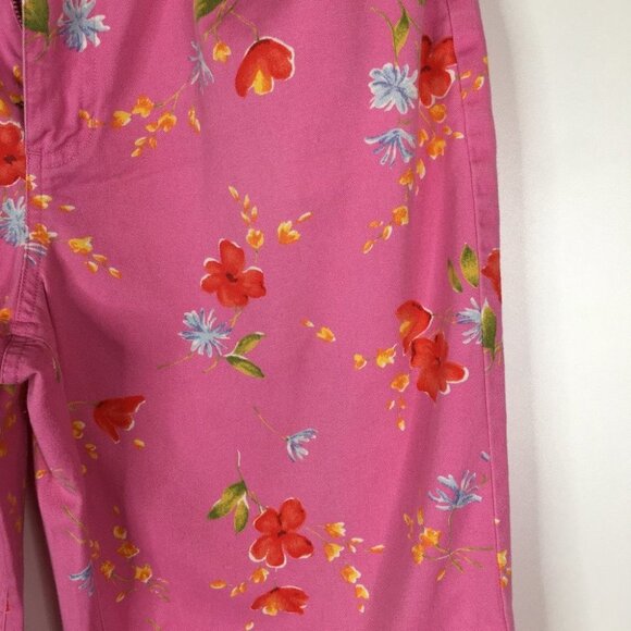 Evan Picone Pink Floral twill pants 14 Hemmed - Picture 4 of 7